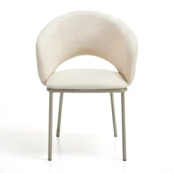Jade Beige Platinum Sedia Imbottita tessuto Beige struttura metallo platino opaco h80 l54 p57 seduta h48