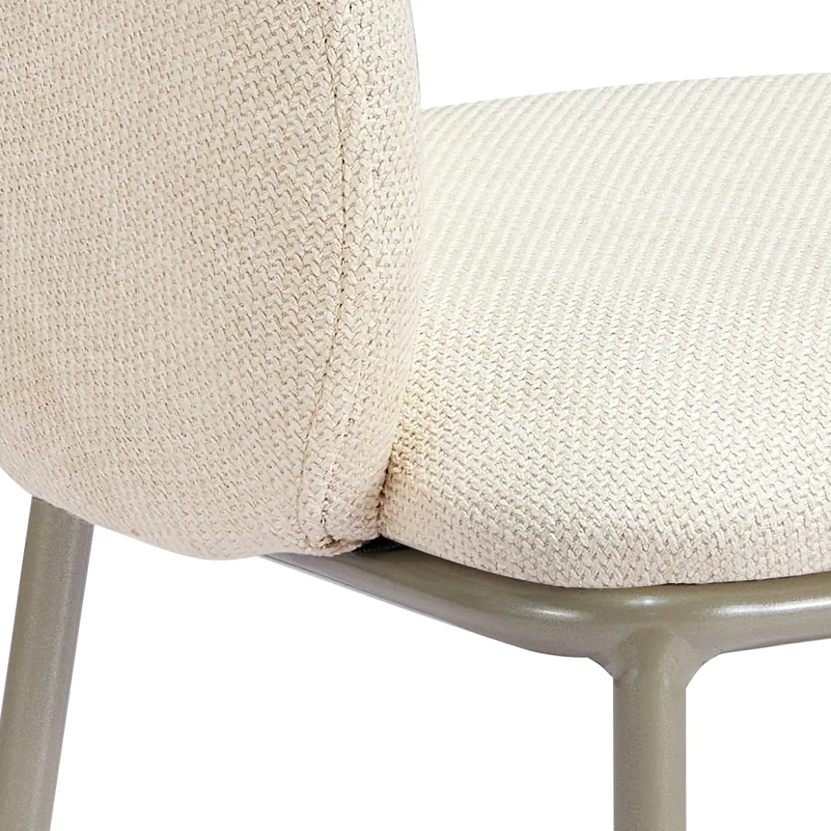 Jade Beige Platinum Sedia Imbottita tessuto Beige struttura metallo platino opaco h80 l54 p57 seduta h48
