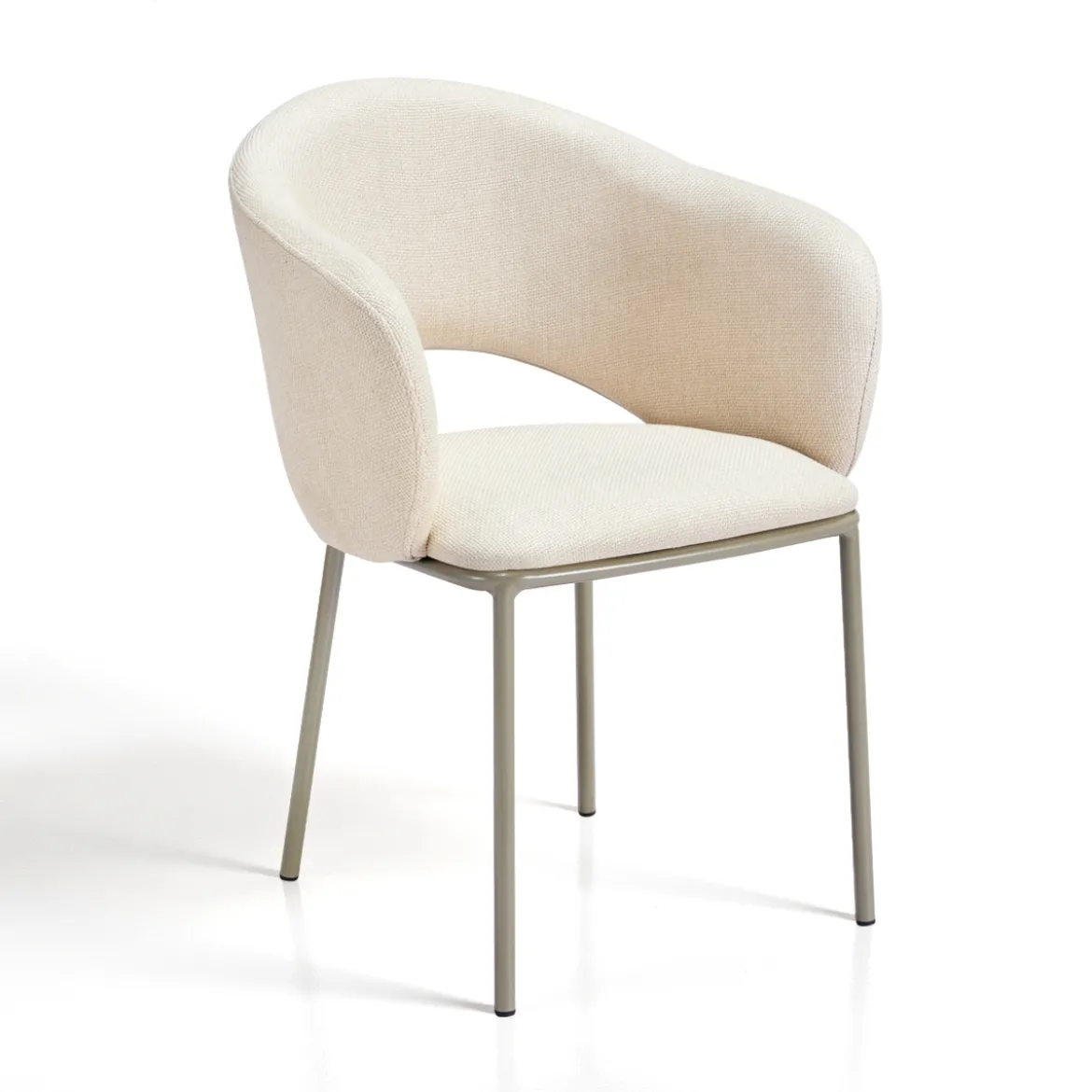 Jade Beige Platinum Sedia Imbottita tessuto Beige struttura metallo platino opaco h80 l54 p57 seduta h48
