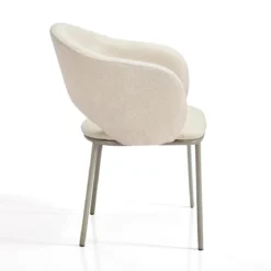 Jade Beige Platinum Sedia Imbottita tessuto Beige struttura metallo platino opaco h80 l54 p57 seduta h48