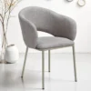 Jade Grey Platinum Sedia Imbottita tessuto Grigio struttura metallo platino opaco h80 l54 p57 seduta h48