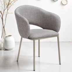 Jade Grey Platinum Sedia Imbottita tessuto Grigio struttura metallo platino opaco h80 l54 p57 seduta h48