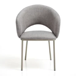 Jade Grey Platinum Sedia Imbottita tessuto Grigio struttura metallo platino opaco h80 l54 p57 seduta h48