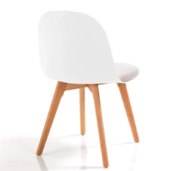 Jade wood white sedia con gambe in rovere e scocca bianca imbottita in velluto écru h78 l46 p52 cm