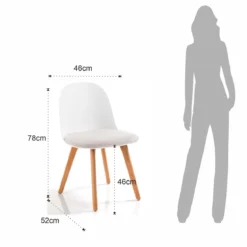 Jade wood white sedia con gambe in rovere e scocca bianca imbottita in velluto écru h78 l46 p52 cm