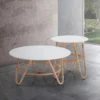 Jalaja tavolino alto in rattan con top laccato bianco d50xh55 cm