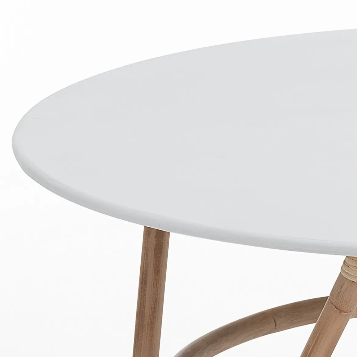 Jalaja tavolino basso in rattan con top laccato bianco d90xh45 cm