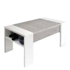 James cement tavolino contenitore grigio cemento e finitura larice bianco 98.5x50xh42.5 cm