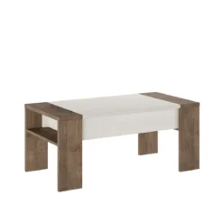 James silk flow tavolino contenitore finitura noce top finitura spatolato bianco top alzabile h425 l985 p50