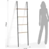 Janny black scala decorativa porta asciugaman in acciaio antracite opaco e legno massello rovere 50x3.8xh172 cm