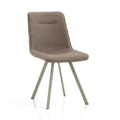 Jesefa Brown Platinum sedia imbottita tessuto marrone struttura metallo platino opaco h88 l44 p59 seduta h49