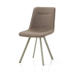 Jesefa Brown Platinum sedia imbottita tessuto marrone struttura metallo platino opaco h88 l44 p59 seduta h49