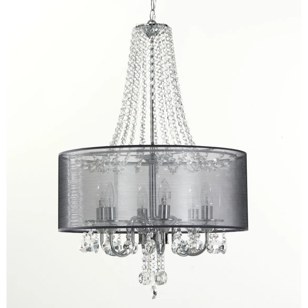 Jewel silver ring lampadario 6 luci h70 d50 cm