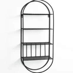Joshua mensola da parete joona in metallo nera opaco 33x13xh78 cm