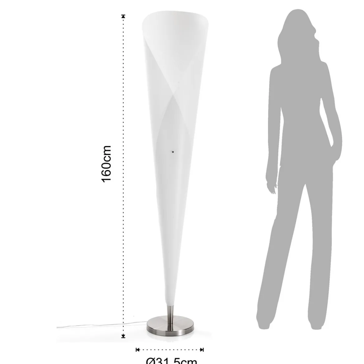 Juko lampada da terra in polipropilene bianco opaco d31.5 h160 cm