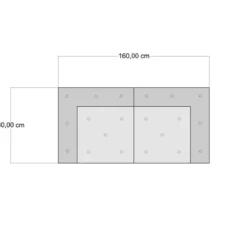 Julia-a divano 2 posti in rattan sbiancato rivestimento 100% cotone grigio chiaro 160x80xh70 cm