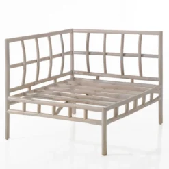 Julia-a divano 2 posti in rattan sbiancato rivestimento 100% cotone grigio chiaro 160x80xh70 cm
