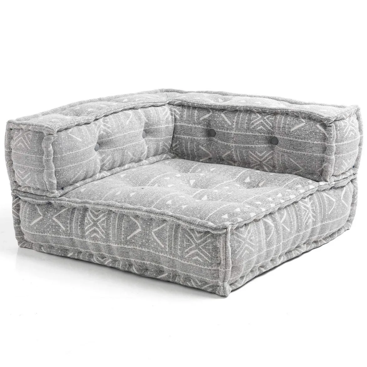 Julia-a divano 2 posti in rattan sbiancato rivestimento 100% cotone grigio chiaro 160x80xh70 cm