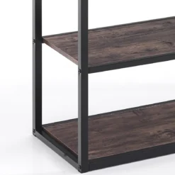 Jumble high black mobile e libreria in metallo nero opaco ripiani finitura legno invecchiato 80x30xh160 cm