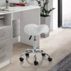 Kaio white sgabello per scrittoio in pelle sintetica bianca e metallo cromato 37x36xh50-66 cm