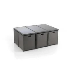 Kalamos set tavolo + sedie in cordoncino di polyrattan grigio con cuscini cm. h.72 x l.167 x p.110
