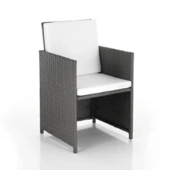 Kalamos set tavolo + sedie in cordoncino di polyrattan grigio con cuscini cm. h.72 x l.167 x p.110