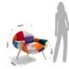Kaleidos-f poltrona in tessuto patchwork e legno massello finitura rovere 84x69xh74 cm