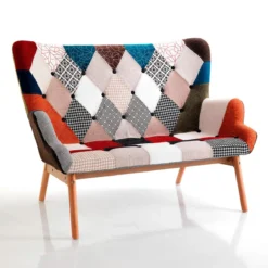 Kaleidos-g divano 2 posti in tessuto con tecnica patchwork h96 l132 p80