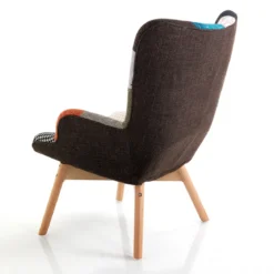 Kaleidos-g poltrona con rivestimento patchwork e gambe in rovere cm h94 l67 p78