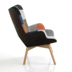 Kaleidos-g poltrona con rivestimento patchwork e gambe in rovere cm h94 l67 p78