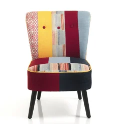 Kaleidos-l poltrona in tessuto patchwork e legno massello nero opaco 55x68xh80 cm
