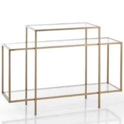 Karl consolle in acciaio finitura oro opaco e vetro temprato 118x38xh84 cm
