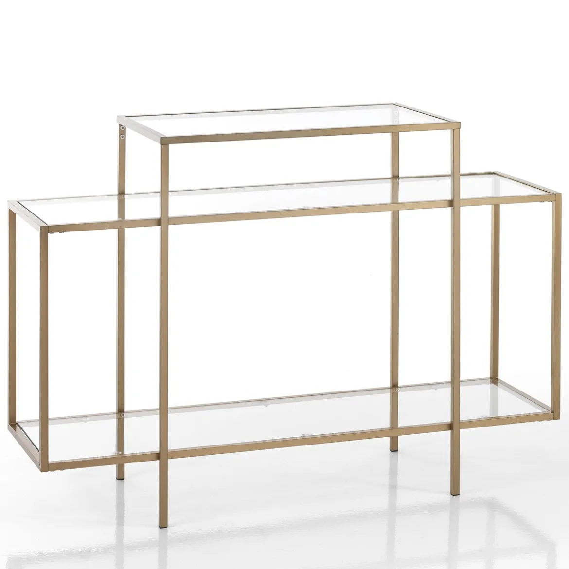 Karl consolle in acciaio finitura oro opaco e vetro temprato 118x38xh84 cm