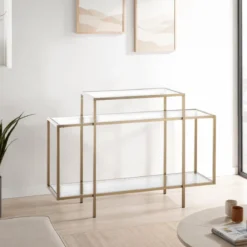 Karl consolle in acciaio finitura oro opaco e vetro temprato 118x38xh84 cm