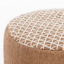 Karlo pouf rotondo cotone 100% colore naturale cm d45 h15