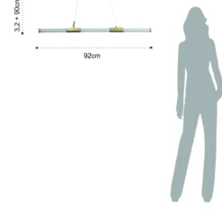 Katana lampadario led in vetro e acciaio oro opaco cn filo elettrico regolabile d3.2x92 cm