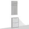 Kate Cement mobile da Ingresso Cemento e Bianco Opaco con Scarpiera 54 x 18 x h 73 cm e pannello appendiabiti 54 x 15 x h 108 cm