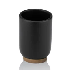Kendama bicchiere portaspazzolini poliresina nera opaca d7 h10.3 cm