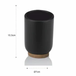 Kendama bicchiere portaspazzolini poliresina nera opaca d7 h10.3 cm