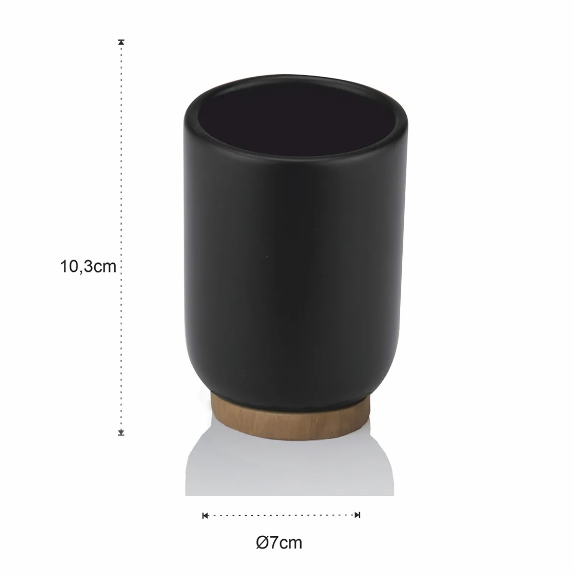 Kendama bicchiere portaspazzolini poliresina nera opaca d7 h10.3 cm