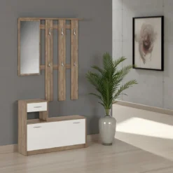 Ken Silk Flow Ingresso finitura Noce Spatolato Bianco, h73 x 100 x 25 cm
