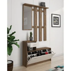 Ken Silk Flow Ingresso finitura Noce Spatolato Bianco, h73 x 100 x 25 cm