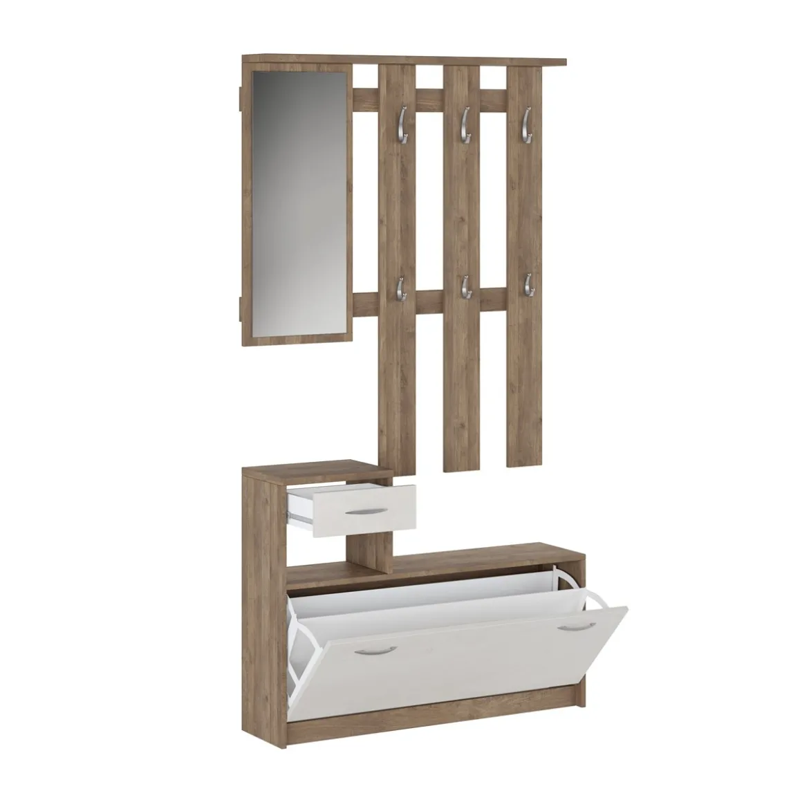 Ken Silk Flow Ingresso finitura Noce Spatolato Bianco, h73 x 100 x 25 cm
