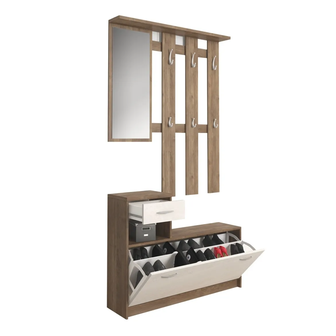 Ken Silk Flow Ingresso finitura Noce Spatolato Bianco, h73 x 100 x 25 cm