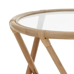 Ken tavolino in rattan e vetro cm d. 47 x h.55