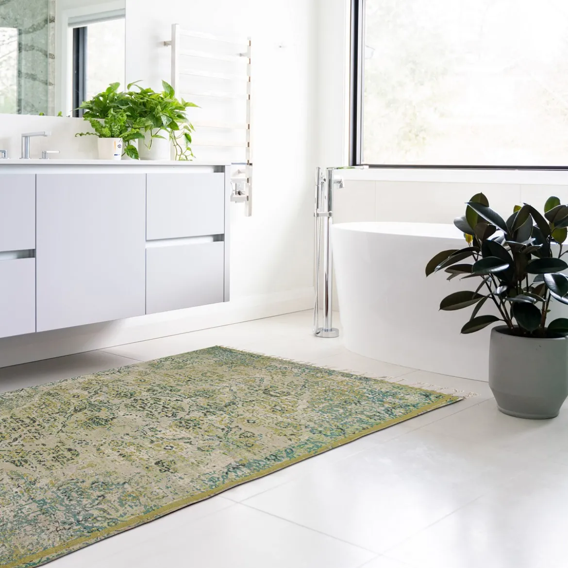 Kesar tappeto bagno / scendiletto cotone 100% con nappe 110x60 cm