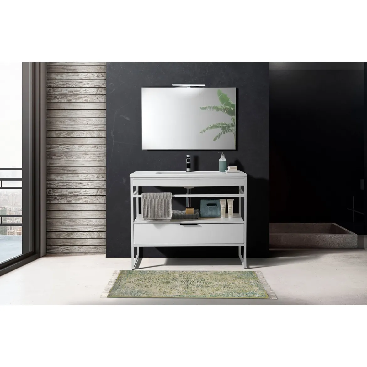 Kesar tappeto bagno / scendiletto cotone 100% con nappe 110x60 cm