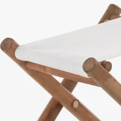 Key sgabello ripiegabile in teak e rattan con seduta in cotone per interno/esterno 43x15xh42 cm