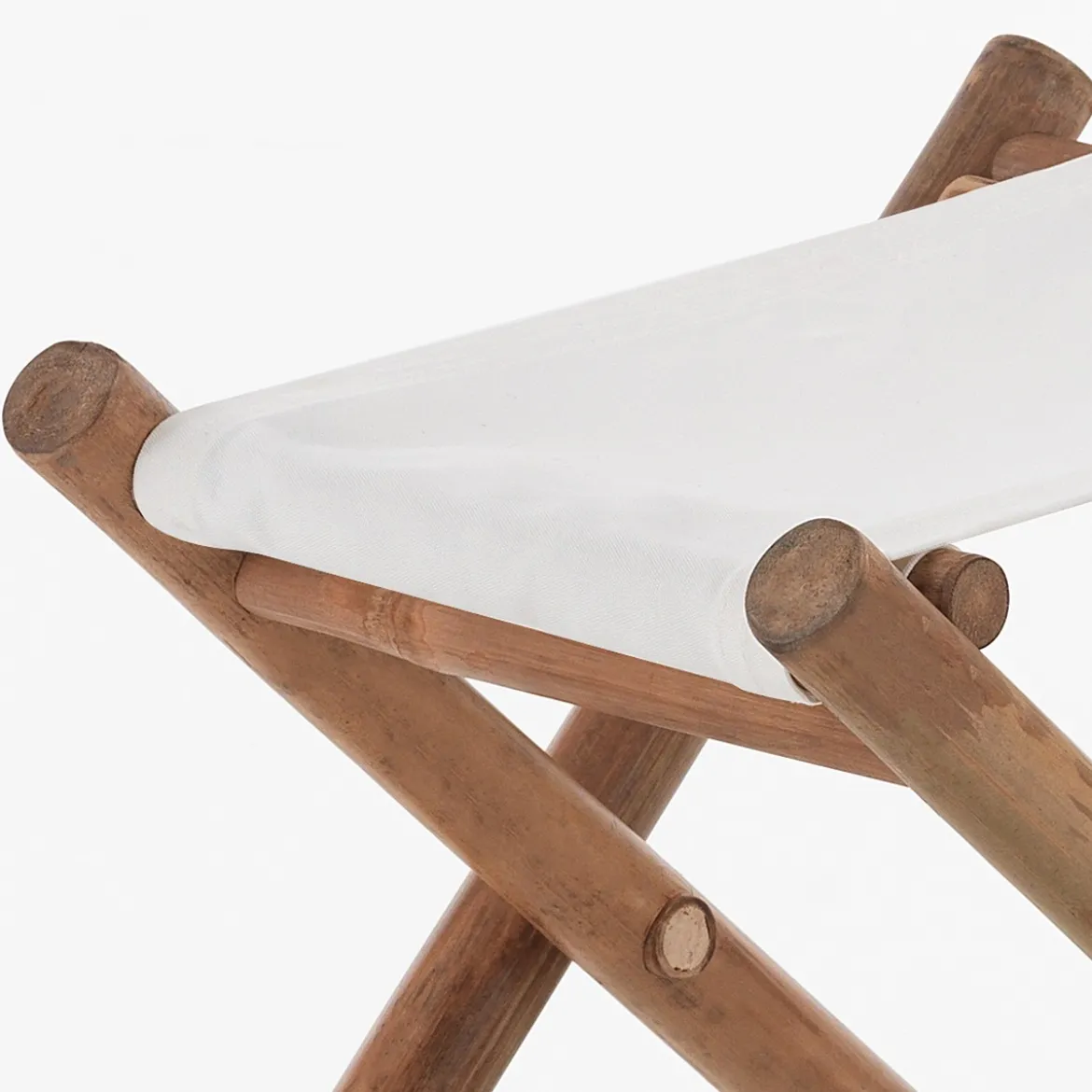Key sgabello ripiegabile in teak e rattan con seduta in cotone per interno/esterno 43x15xh42 cm