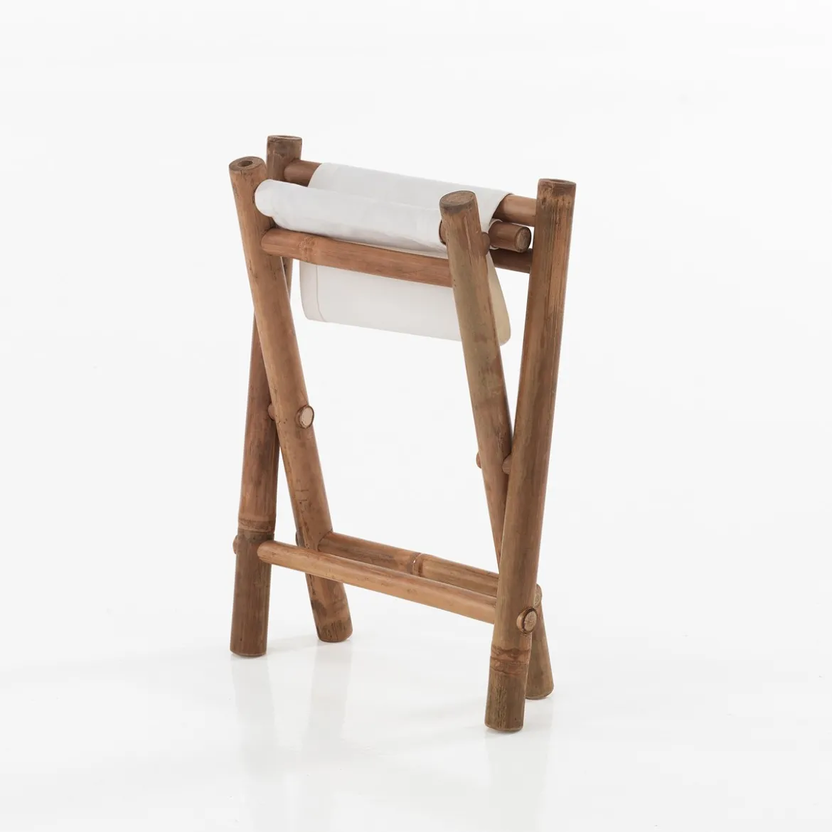 Key sgabello ripiegabile in teak e rattan con seduta in cotone per interno/esterno 43x15xh42 cm